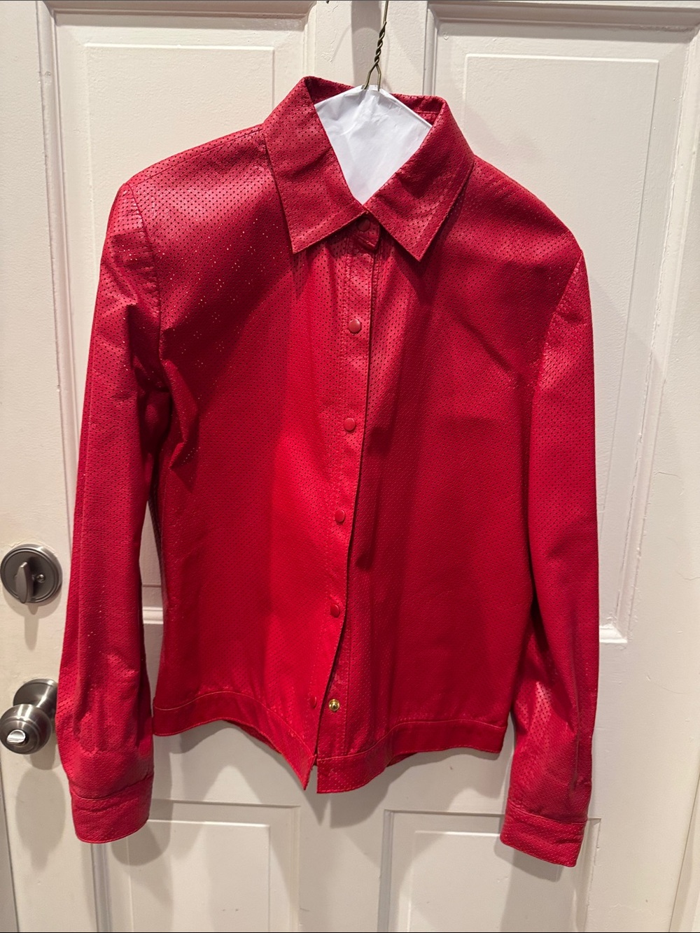Leather Dana Buchman Red Button-Down Shirt